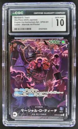 2025 ONE PIECE CCG JAPANESE MARSHALL D. TEACH ALT ART OP09-081 CGC 10 A PT - Image 1