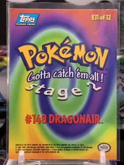 1999 Topps Pokemon First Movie Card E11 Stage 2 Dragonair Blue Logo LC 7M - Image 2