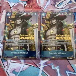 Dracule Mihawk (OP11 Release Event Winner) P-081 One Piece Promotion Cards x2 - Image 1