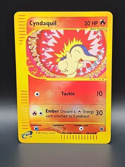 Cyndaquil 105/165 Reverse Holo Foil Pokemon Card Expedition base set Vintage MP - Image 1
