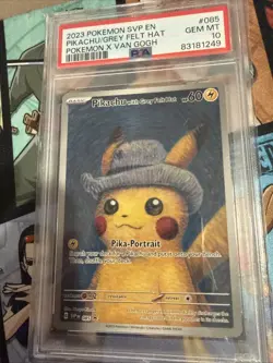 2023 POKEMON SVP POKEMON X VAN GOGH PROMO #085 PIKACHU WITH GREY FELT HAT PSA 10 - Image 3