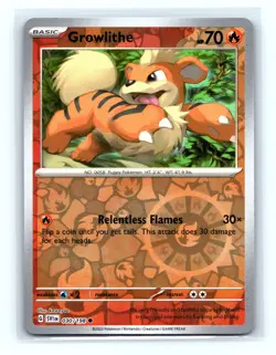 Pokemon TCG Growlithe Scarlet & Violet Base Set 030/198 Reverse Holo Common - Image 1