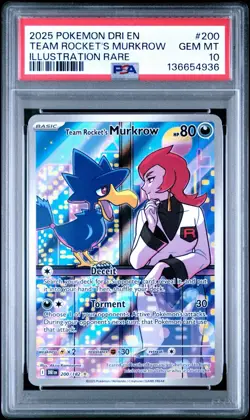 2025 POKEMON DRI EN-DESTINED RIVALS #200 TEAM ROCKET'S MURKROW PSA 10 - Image 1