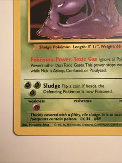 Pokemon TCG Muk Fossil 28/62 Regular 1999-2000 Wizards Base Set Copyright Rare - Image 4