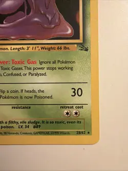 Pokemon TCG Muk Fossil 28/62 Regular 1999-2000 Wizards Base Set Copyright Rare - Image 5