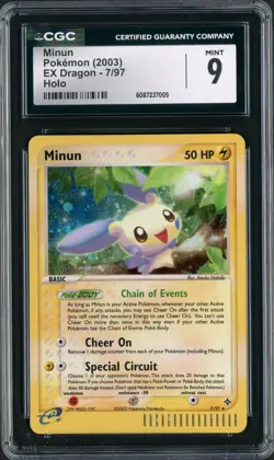 2003 Pokemon EX Dragon Minun Holo Rare 7/97 CGC Mint 9 - Image 1