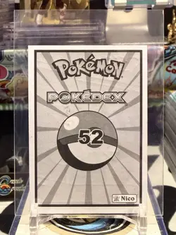 Pokemon Pokedex Nico Sticker #52 Meowth Holo Rare Vintage CO 13W - Image 2