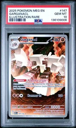 2025 POKEMON MEG EN-MEGA EVOLUTION ILLUSTRATION RARE #147 GARGANACL PSA 10 - Image 1