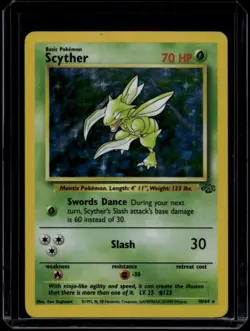 Pokemon TCG Scyther 10/64 Jungle Holo Rare DMG - Image 1