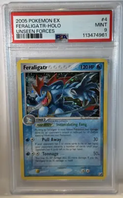 2005 Pokemon EX Feraligatr Holo Unseen Forces PSA 9 Mint - Image 1