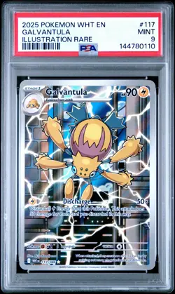 144780110 Galvantula 2025 Pokemon White Flare #117 Illustration Rare PSA 9 - Image 1