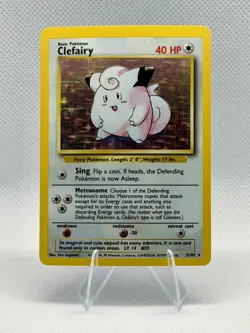 Clefairy 5/102 Base Set Unlimited Holo Rare Pokemon LP+ - Image 1