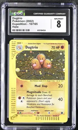 CGC 8 Dugtrio 2002 Expedition 10/165 Holo SWIRL Pokemon Card - Image 1