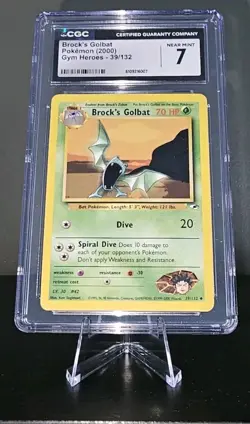 Brocks Golbat CGC NM 7 Pokemon (2000) Gym Heroes 39/132 Slab Card Vintage 🦇 - Image 1