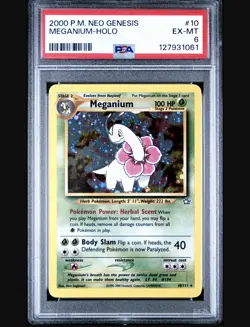 Pokemon TCG Meganium Neo Genesis Holo Rare Card 10/111 PSA 6 - Image 1