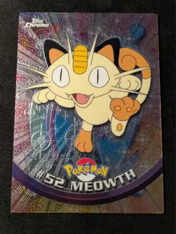 2000 Topps Chrome Series 1 Meowth #52 TV Animation Series Pokemon Card LP - Image 1