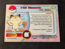 2000 Topps Chrome Series 1 Meowth #52 TV Animation Series Pokemon Card LP - Image 2