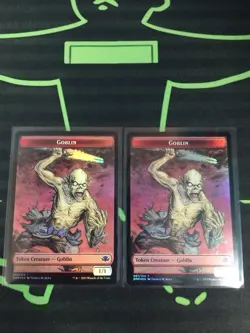 MTG Magic The Gathering Goblin Token Foil X2 DMR - Image 1