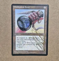 Gold Signed Unplayed Portuguese Feroz's Ban Homelands MTG Magic HEATHER HUDSON - Image 1