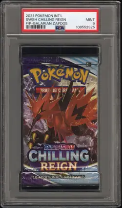 PSA 9 Pokemon Sword & Shield Chilling Reign Booster Pack Galarian Zapdos - Image 1
