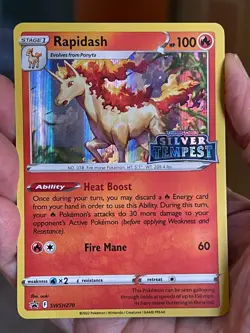POKEMON RAPIDASH SWSH270 PROMO BLACK STAR HOLOFOIL SILVER TEMPEST STAMPED LP - Image 1