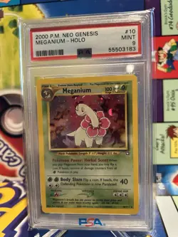 Pokemon Meganium Neo Genesis Unlimited Holo Rare #10 PSA 9 Mint - Image 1