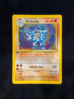POKEMON TCG 1999 MACHAMP 8/102 BASE SET (1ST ED. MISPRINT) HOLO RARE EN - NM - Image 1