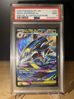 2025 POKEMON MEGA SHARPEDO EX 127 SPECIAL ILLUSTRATION RARE PSA 9 - Image 1
