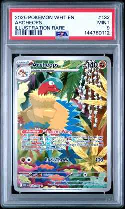 144780112 Archeops 2025 Pokemon White Flare #132 Illustration Rare PSA 9 - Image 1
