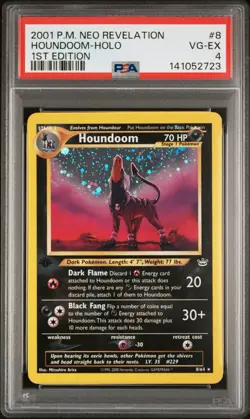 Pokemon 2001 Houndoom 8/64 Neo Revelation 1st Edition Holo Rare PSA 4 - Image 3