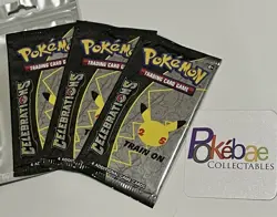 x3 Pokemon 25th Anniversary Celebrations NEW 2021 Factory Sealed Booster Packs - Image 1