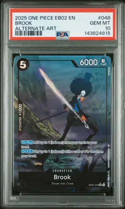 2025 One Piece Eb02-Extra Booster Brook 25th Alternate Art #048 PSA 10 Gem Mint - Image 1