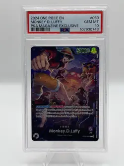 2024 One Piece Monkey D. Luffy PSA Magazine Exclusive Promo OP05-060 PSA 10 - Image 1