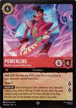 110/204 POWERLINE WORLD'S GREATEST ROCK STAR EN9 SUPER RARE DISNEY LORCANA CARD - Image 1