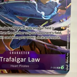 Bandai Trafalgar Law P-093 Heart Pirates Foil Blocker Card One Piece CCG - Image 3
