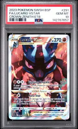 Lucario VSTAR 2023 Pokemon Crown Zenith ETB Promo #SWSH291 PSA 10 - Image 1