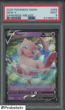 2020 Pokemon SWSH Darkness Ablaze #069 Mew V PSA 9 MINT - Image 1