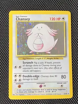 Pokemon Card - Chansey 3/102 - Base Set Unlimited - Holo - MP-LP Wotc Vintage - Image 1