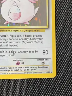Pokemon Card - Chansey 3/102 - Base Set Unlimited - Holo - MP-LP Wotc Vintage - Image 4