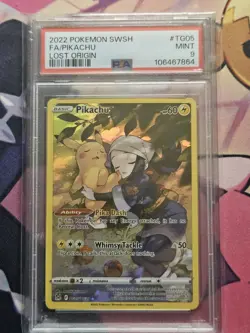 2022 POKEMON SWORD & SHIELD LOST ORIGIN #TG05 FULL ART/PIKACHU PSA 9 - Image 2