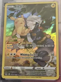 2022 POKEMON SWORD & SHIELD LOST ORIGIN #TG05 FULL ART/PIKACHU PSA 9 - Image 3