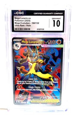 2021 POKEMON GEM MINT MEGA LUCARIO EX # 160/132 HOLO GRADE 10 AWESOME - Image 1
