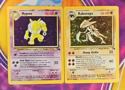 🔥Vintage Pokemon TCG Holo Set 8/62 Hypro & 9/62 Kabutops Fossil Unlimited🔥📈 - Image 1