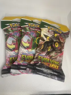 3-Pack Lot, Pokemon Evolving Skies Sleeved Booster Pack | Factory Sealed - Image 1