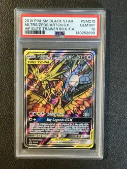 2019 Pokemon Moltres Zapdos Articuno GX PSA 10 #SM210 Black Star Promo - Image 1