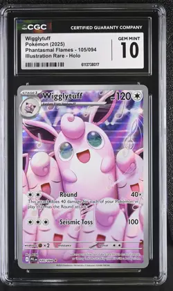 CGC 10 Wigglytuff 105/094 Phantasmal Flames Illustration Rare Holo Pokemon - Image 1