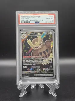 2024 Pokemon SVP Stellar Crown Noctowl Pokemon Center ETB 141 PSA 10 Gem Mint - Image 1