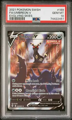 2021 Pokemon Evolving Skies Umbreon V Alt Art 189/203 PSA 10 - Image 1