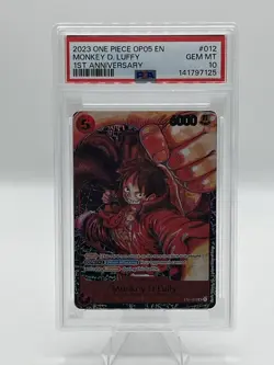 2023 ONE PIECE OP05 MONKEY D. LUFFY 1ST ANNIVERSARY ST01-012 PSA 10 - Image 1