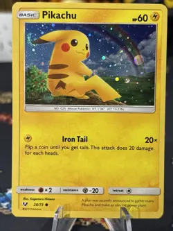 Pikachu 28/73 Pokemon TCG Card Common - Cosmos Holo Promo W/ Galaxy Swirl Wow!! - Image 1